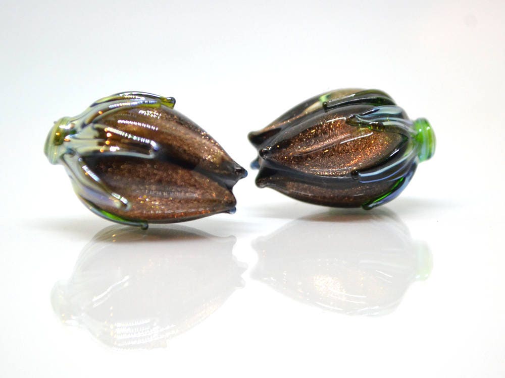 aventurine beads gold glass beads gold sand gold beads floral lampwork handmade beads gold glass pendant gold glitter beads flower pendant