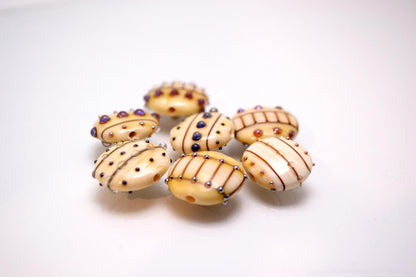 ivory set lampwork bead supplies handmade yellow  jewelry bead art glass artisan lampwork glass lentils bead jewelry decor set Murano glass