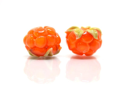 Orange glass berries, Lampwork cloudberry beads, Lampwork berry, Lampwork fruit beads, Handmade glass beads, Berry jewelry