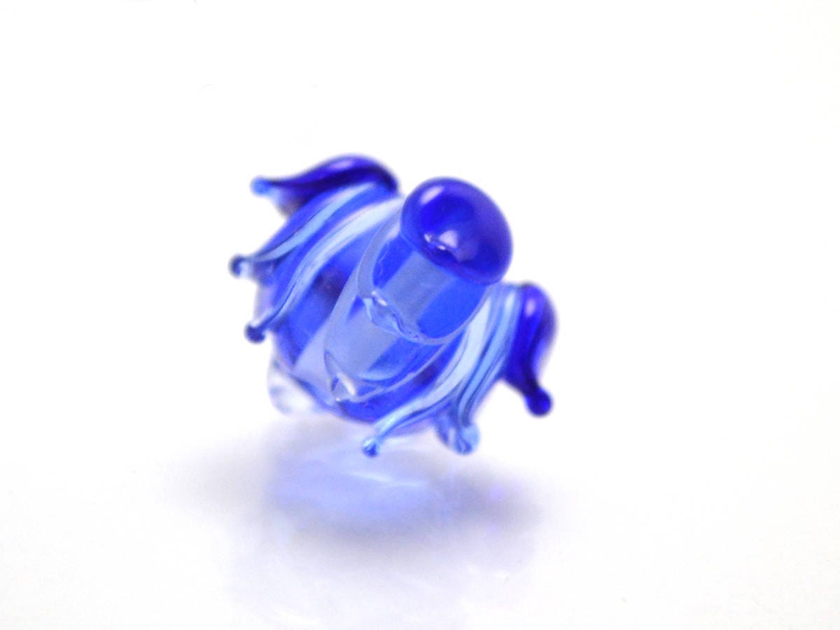 blue flower bead Lampwork flower Transparent beads Wedding jewelry Something blue Earrings making Dark blue bead Artisan Lampwork design