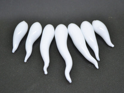 White opaque Lampwork Icicle, Icicle Glass Beads, Christmas beads, Glass Miniature Winter, Icicle pendant, Handmade lampwork, half-drilled