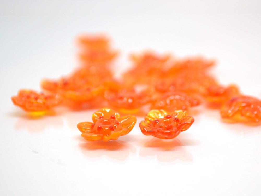 orange jewelry flower necklace making set handmade jewelry making set orange wildflower sunny orange glass beads transparent orange bright