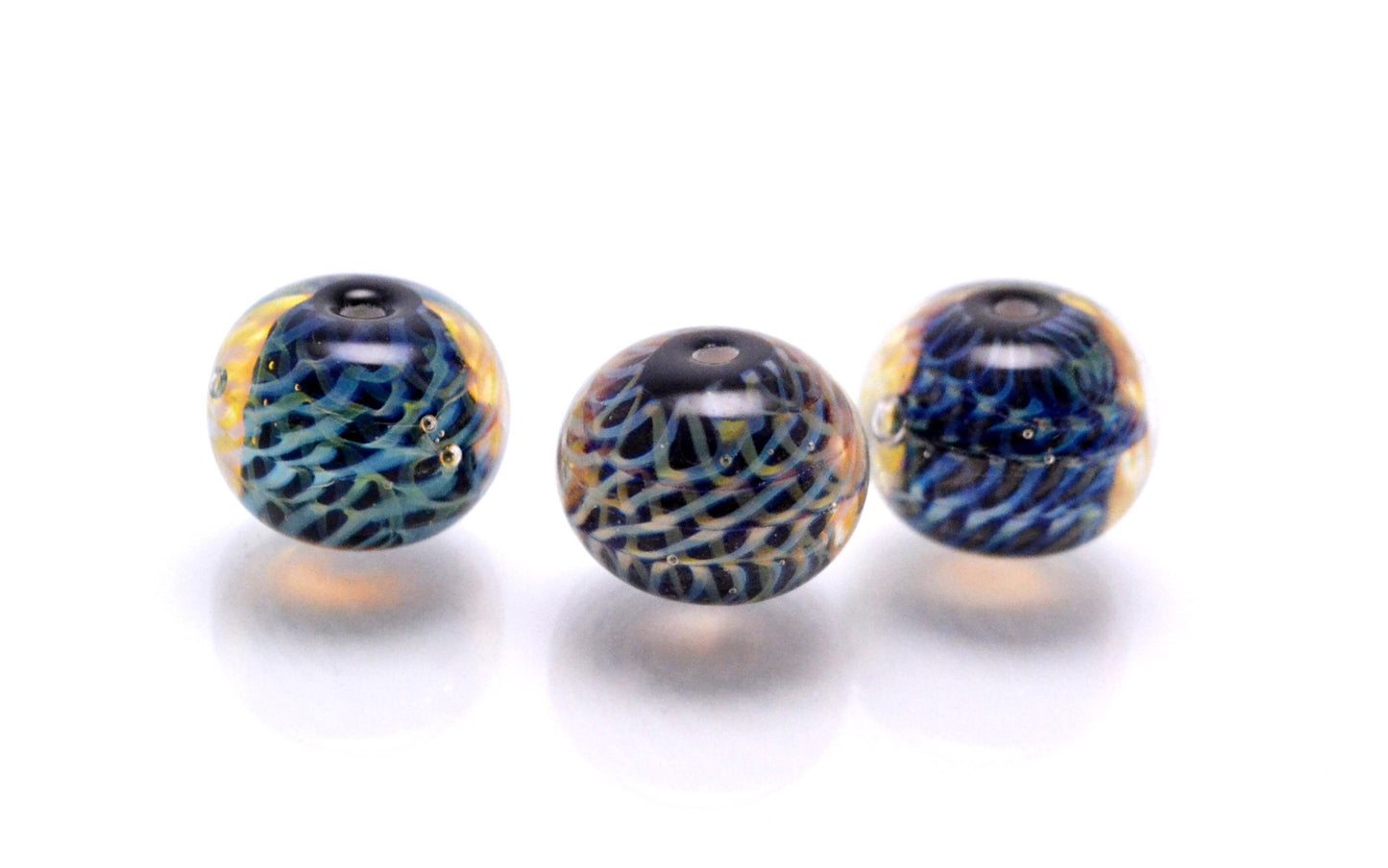 sea bead colorful glass jewelry clear glass bead blue jewelry making set bubble bead artisan lampwork  glass handcrafted blue jewelry glass