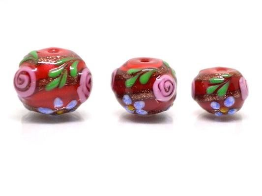 Dark Red Glass beads, Ethnic beads, Venetian Glass, Bordeaux beads, Set of beads, Artisan lampwork