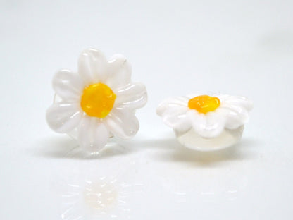 Lampwork Chamomile beads, Chamomile flower bead, Yellow and white beads, Lentils beads, White flower bead,White floral lampwork,Field flower