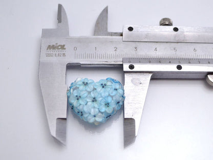 flower lampwork wedding jewelry making heart bead something blue romantic pendant handmade blue flower bead artisan lampwork floral glass