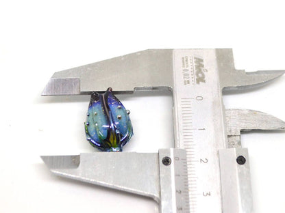 glitter blue glass beads dark blue purple sparkle bead bling beads stardust beads flower lampwork bead floral pendant sparkly dichroic glass