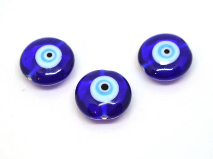 Evil Eye glass Beads protection beads murano glass lentil eye beads lampwork glass art beadwork turkish evil eye protection jewelry blue