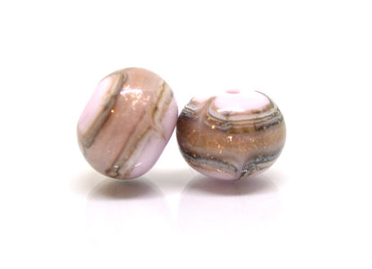 Pink and Gold glass beads, Gold sand Glass beads, Artisan lampwork, Beads for bracelet, Pale pink glass beads, Lampwork Beads set
