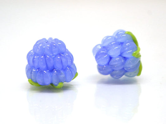 Periwinkle blue lampwork raspberry, Glass berries, Lampwork berry beads, Berry fruit beads, Glass Raspberry, Forrest berry beads