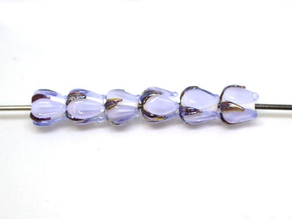 Lavender small lampwork beads, Light purple flower beads, Tiny glass beads, 7mm flower beads, Artisan lampwork
