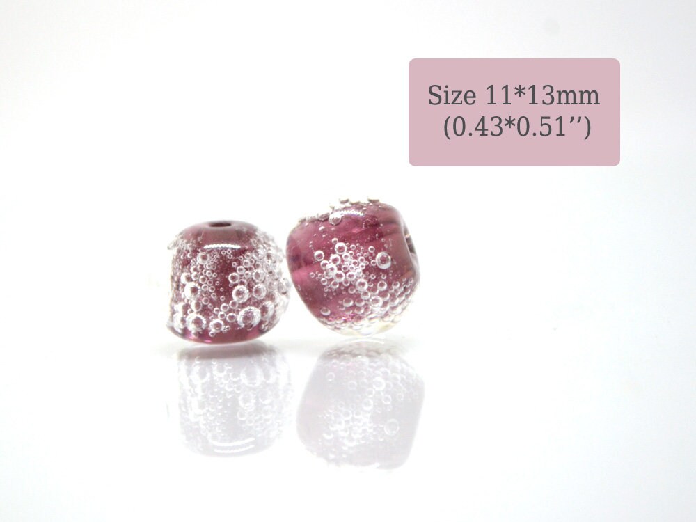 Purple handmade glass bubble beads, Artisan lampwork bead set, Purple lampwork beads, Beads for bracelet, Glass bead, Jewelry beads Lampwork