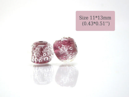 Purple handmade glass bubble beads, Artisan lampwork bead set, Purple lampwork beads, Beads for bracelet, Glass bead, Jewelry beads Lampwork
