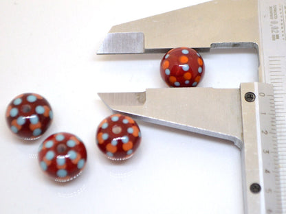 Red dotted beads handmade glass beads lampwork beads polka dot beads murano glass murano beads red polka dot beads dark red beads lampwork