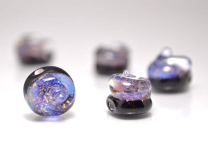 blue purple glass beads for bracelet making jewelry helix lampwork beads glass snail beads sparkling bead set lampwork artisan rainbow shell