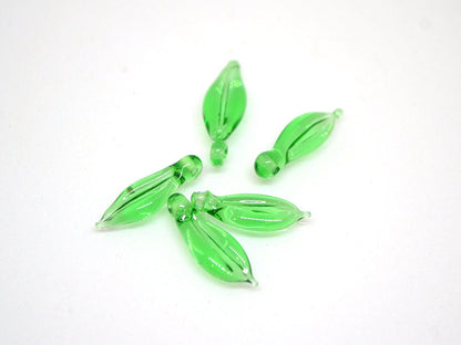 Peridot Green glass leaf beads, Lampwork leaves, Top drilled leaf beads, Jewelry making, Leaf pendant, Light Green Floral lampwork