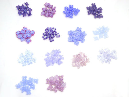 Lavender small flower beads, Purple cute flowers for headband, flowers for tiara making, mini glass flowers, transparent lampwork beads