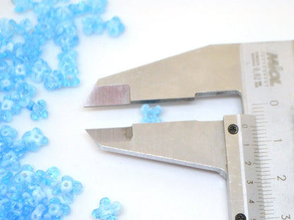 blue flower beads aqua blue sky beads mini flower beads small flower beads something blue tiara crown handmade lampwork beads light blue