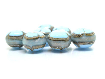 Blue venetian glass beads, Sky Blue gold Murano glass beads, Pastel Blue lampwork, Italian glass beads, Ethnic beads, Rondelle bead