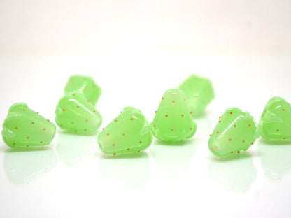 Salad green Strawberry glass beads, Green berry beads, Lampwork berry beads, Lampwork berries, Lampwork strawberry, Berry jewelry