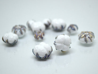 Lampwork cotton flower, Cotton flower beads, Nature inspired, Artisan lampwork, white silver beads