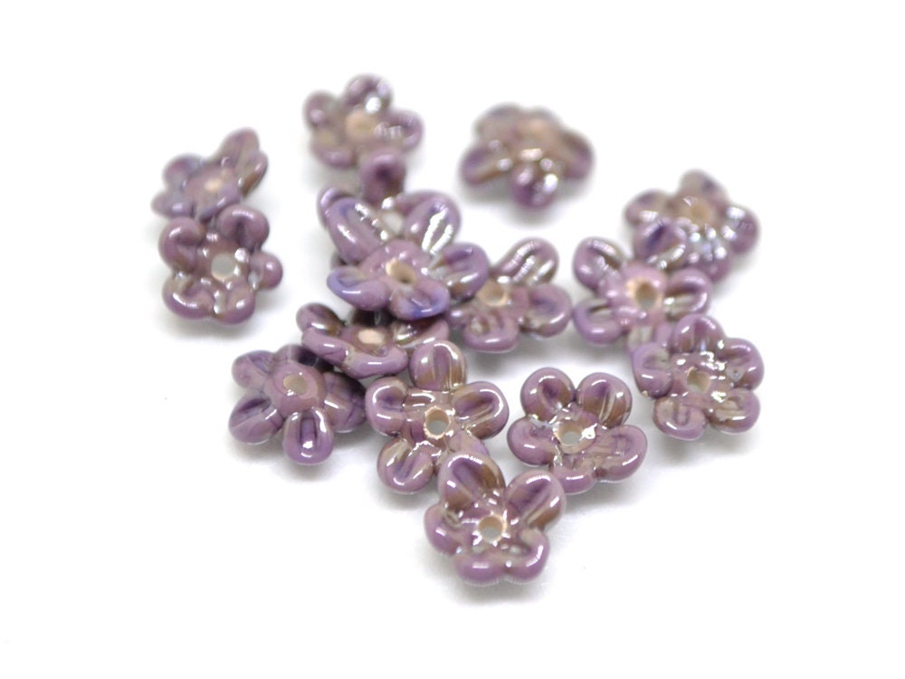 Dark lilac Mini flower beads, Purple shine beads, Small flowers, Flower embellishment, Tiny flowers, Small Tiara flowers