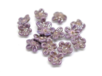 Dark lilac Mini flower beads, Purple shine beads, Small flowers, Flower embellishment, Tiny flowers, Small Tiara flowers