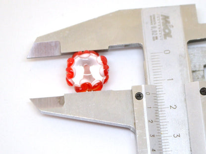 red flower beads red glass beads with flowers red transparent bead clear lampwork beads summer bright red beads earrings making jewelry