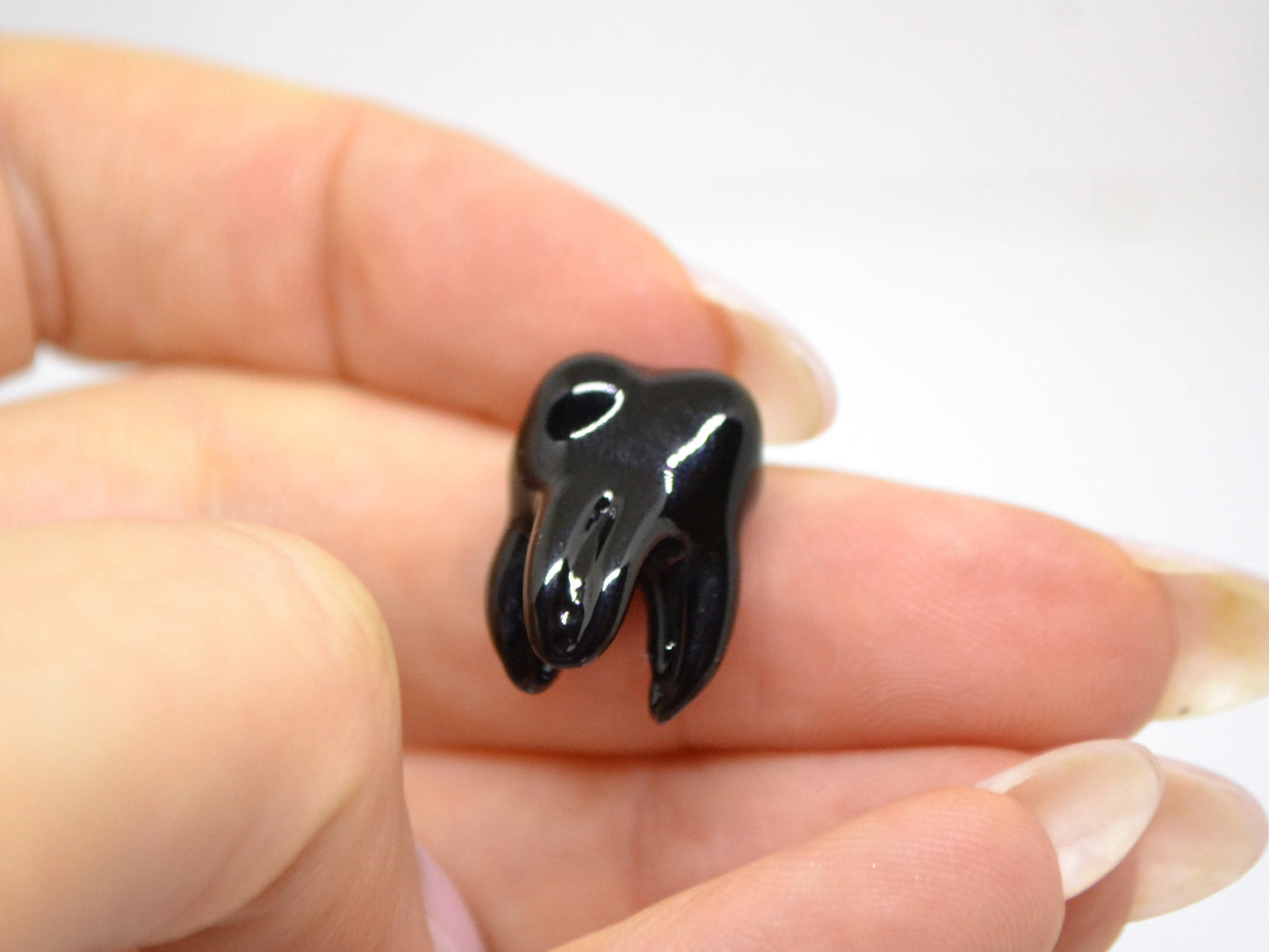 Black Glass tooth beads, Root tooth beads, Molar beads, Dentist gift prank, Teeth beads for jewelry, Lampwork beads, Teeth necklace