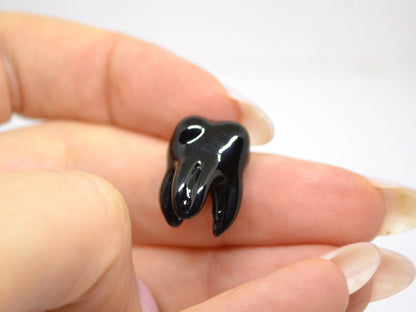Black Glass tooth beads, Root tooth beads, Molar beads, Dentist gift prank, Teeth beads for jewelry, Lampwork beads, Teeth necklace