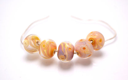 Sand beads yellow glass jewelry yellow lampwork glass bead for jewelry making set artisan lampwork yellow glass bracelet rondelle bead