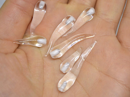 Clear Lampwork Icicle, Handmade lampwork, Icicle Glass Beads, Icicle jewelry, Winter jewelry, Christmas beads, Icicle pendant, half-drilled