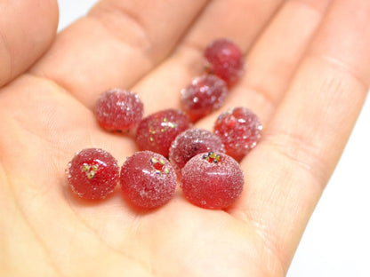 Red frost currant glass beads, Frosted glass berries, Lampwork berry, Lampwork currant, Glass Redcurrant,Lampwork glass beads,Handmade beads