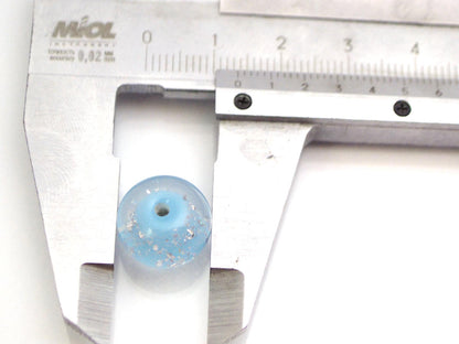 sky blue Lampwork bead handmade glass round silver foil artisan wedding jewelry making tender romantic sparkling beads shimmering bead bride