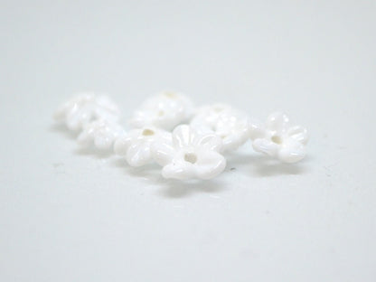 Mini flower beads, White opaque beads, Wedding flowers, Flower embellishment, Flower applique, tiny flowers