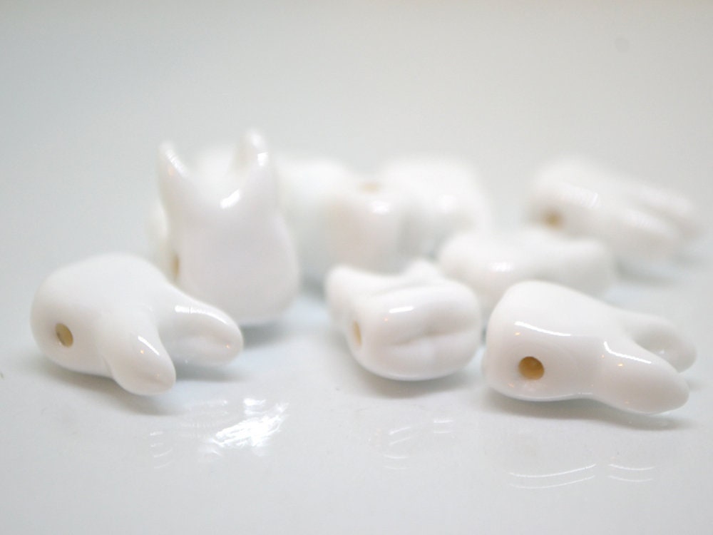Glass tooth beads, Horizontal hole, Dentist gift, Human Teeth beads, Dentist beads funny, Handmade beads, Teeth jewelry, Teeth necklace