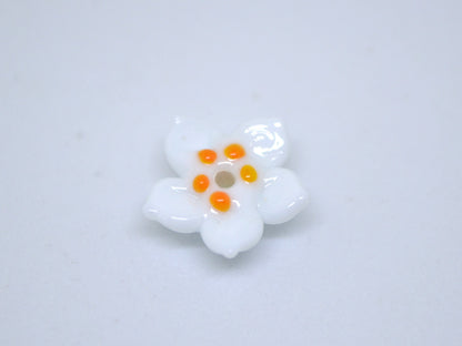 White orange glass flower beads, 5 Petals floral lampwork, Field flower bead, Meadow flowers, Artisan lampwork bead