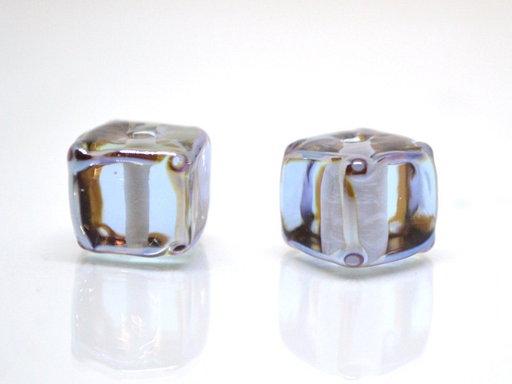 Gray lavender square beads, Dusty Purple cube beads, 12mm square beads, Gray cube beads, Dimond gray spacer beads, Gray lampwork,Murano bead