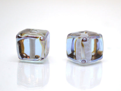 Gray lavender square beads, Dusty Purple cube beads, 12mm square beads, Gray cube beads, Dimond gray spacer beads, Gray lampwork,Murano bead