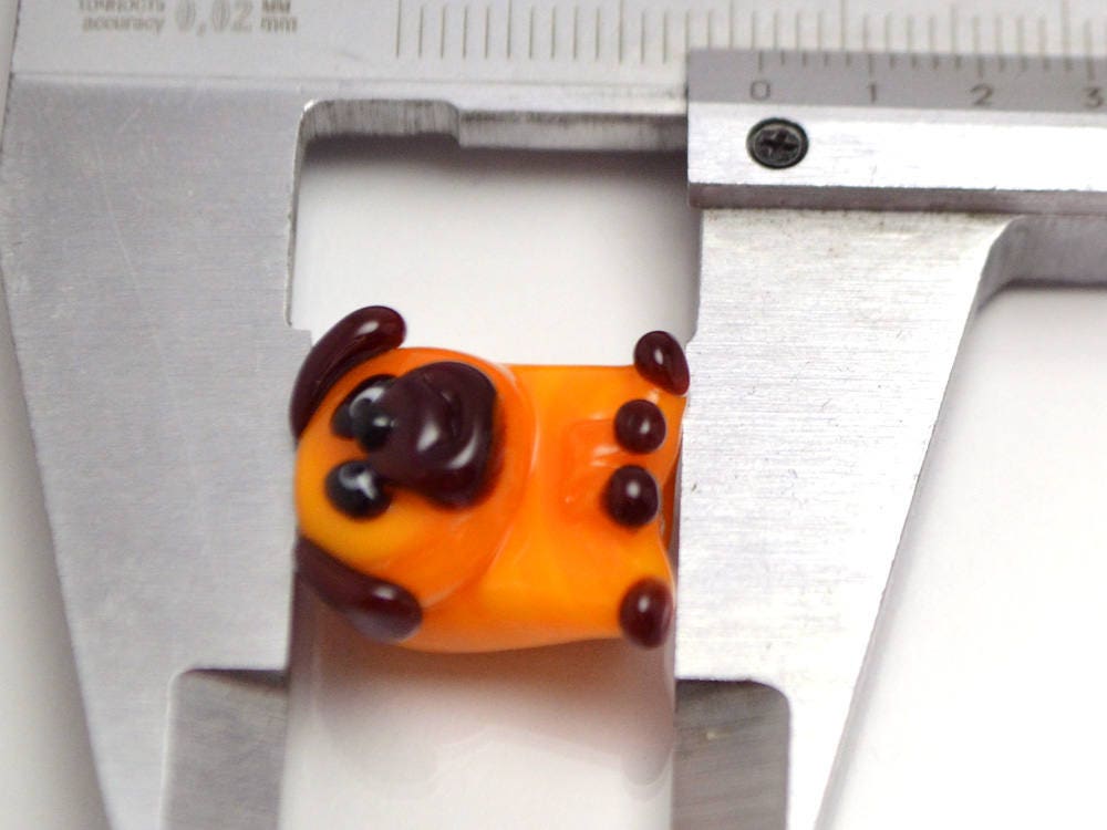 tiny glass dog pendant charm tiny dog earrings jewelry making dog kid jewelry artisan lampwork dog pug gift orange dog charm year of the dog
