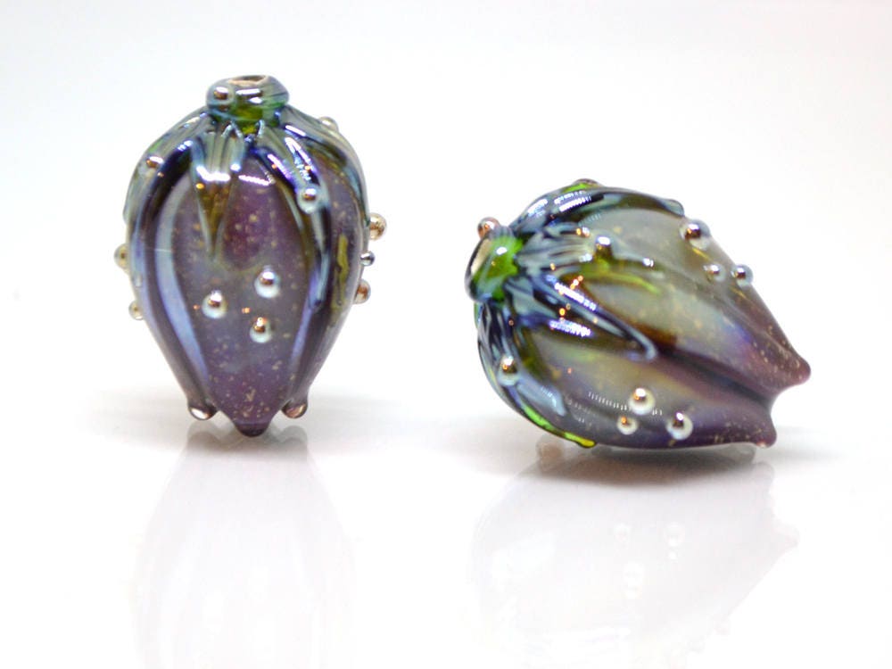 dichroic glass flower lampwork beads sparkling glass bead glitter beads purple glass beads lavender beads floral glass beads stardust beads