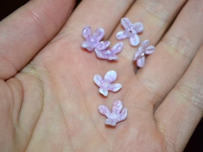 Lavender pink flower beads, Matiola flower beads, Tiny flowers, 12mm flower beads, Handmade glass beads, Artisan lampwork, Floral lampwork