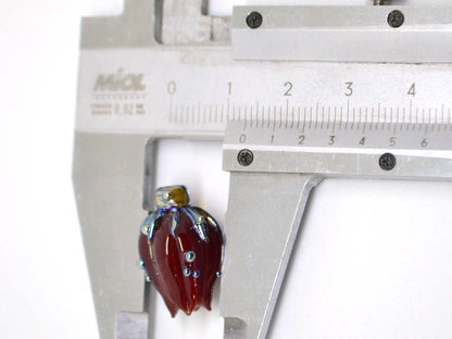 bordeaux red glass flower beads lampwork handmade beads artisan lampwork flower bead sculpture flower focal bead dark red brutalist jewelry