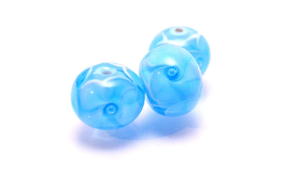 handmade blue beads lampwork bead glass aqua bead jewelry making set  artisan lampwork glass blue bubbles flower jewelry decor Murano glass