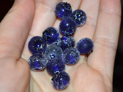 Frost glass berries, Lampwork blue cobalt blueberry, Lampwork berry, Northcountry Blueberry