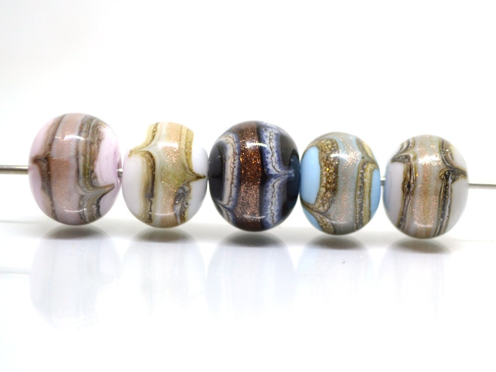 Gray Gold sand glass beads, Gray sparkle Glass beads, Handmade lampwork beads, Artisan lampwork, Rondelle beads,Lampwork Beads set,Glass art