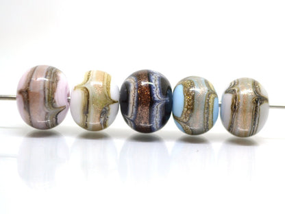 Gray Gold sand glass beads, Gray sparkle Glass beads, Handmade lampwork beads, Artisan lampwork, Rondelle beads,Lampwork Beads set,Glass art