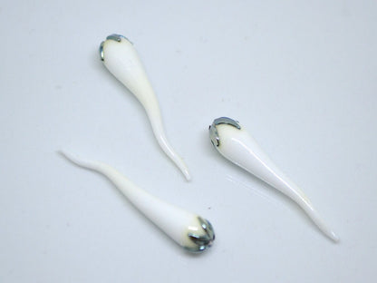 White silver chili peppers, Lampwork chili beads, Lampwork vegetables, White Vegetable, hot chili, Vegetable pendant, Handmade lampwork