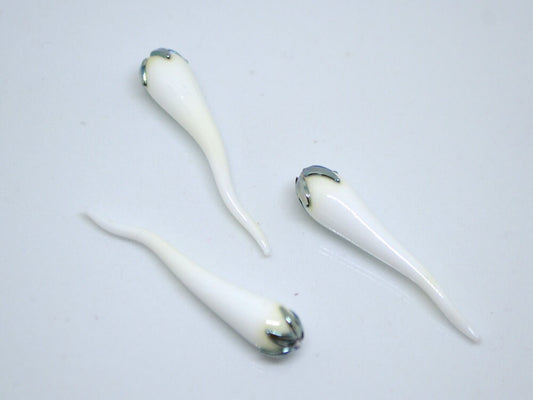 White silver chili peppers, Lampwork chili beads, Lampwork vegetables, White Vegetable, hot chili, Vegetable pendant, Handmade lampwork