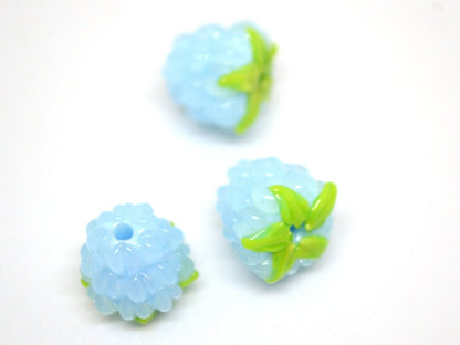 Sky blue lampwork raspberry, Gloss Glass berries, Lampwork berry beads, Berry fruit beads, Glass Raspberry, Tiny Food lampwork beads